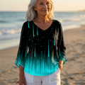 Luna - V-Neck Asymmetric Blouse | Neon Rain Black