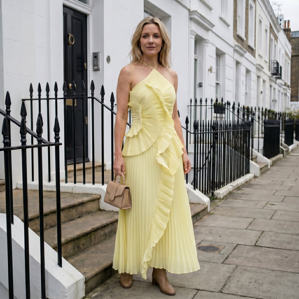 Leonor | Elegant Pleated Dress with Ruffles