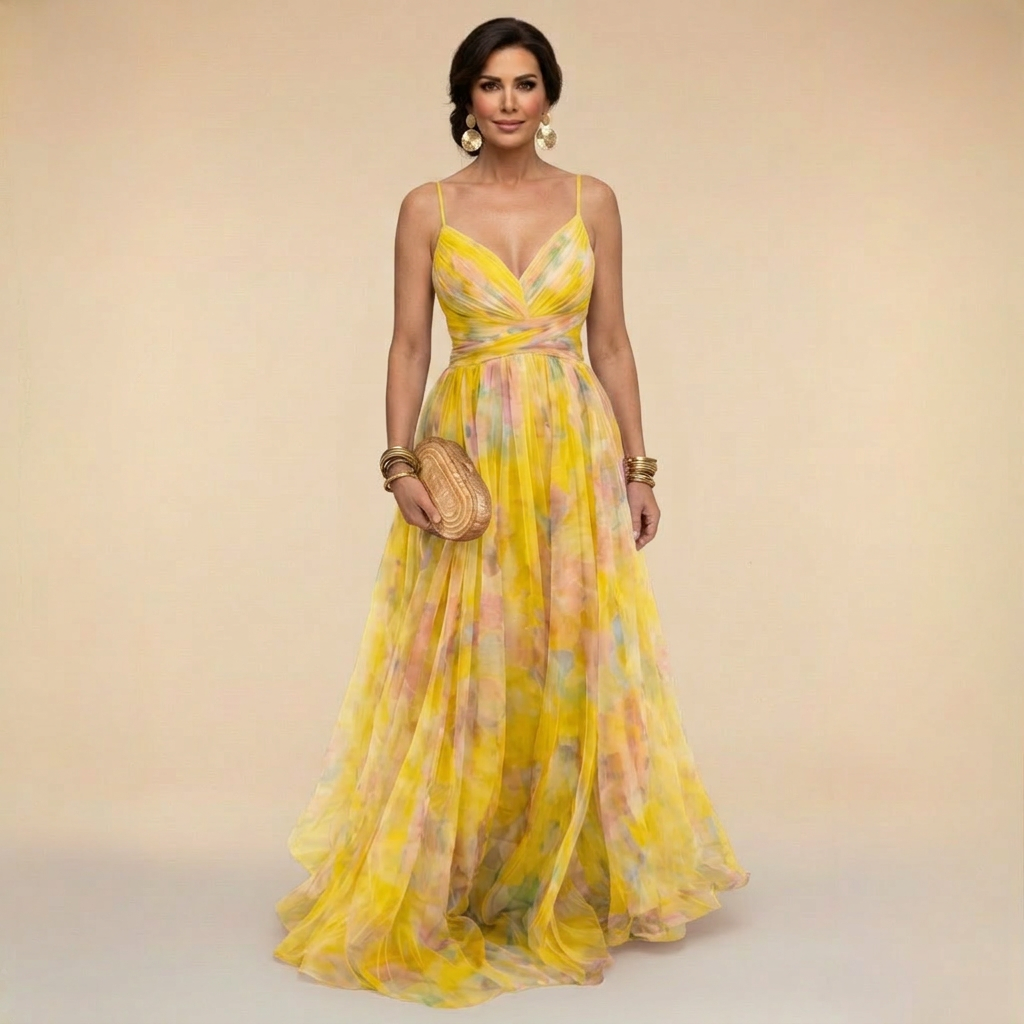 Giselle - Rochie lungă florală