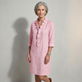 Erica | Linen Ruffle Collar Shirt Dress