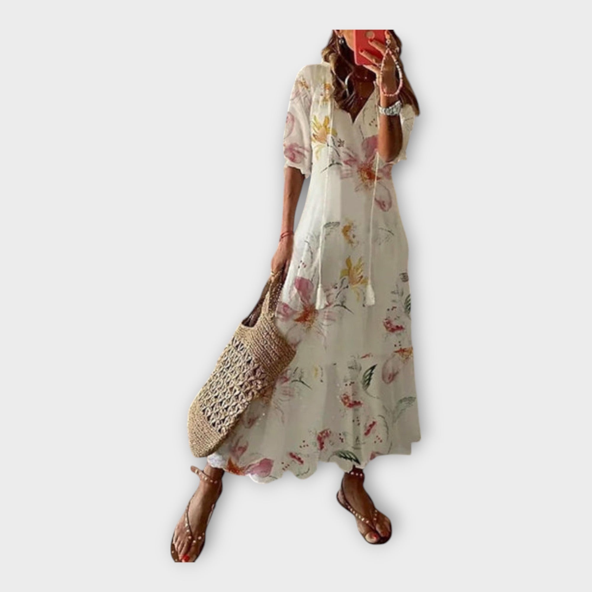 Rochie vintage cu broderie și decolteu în V