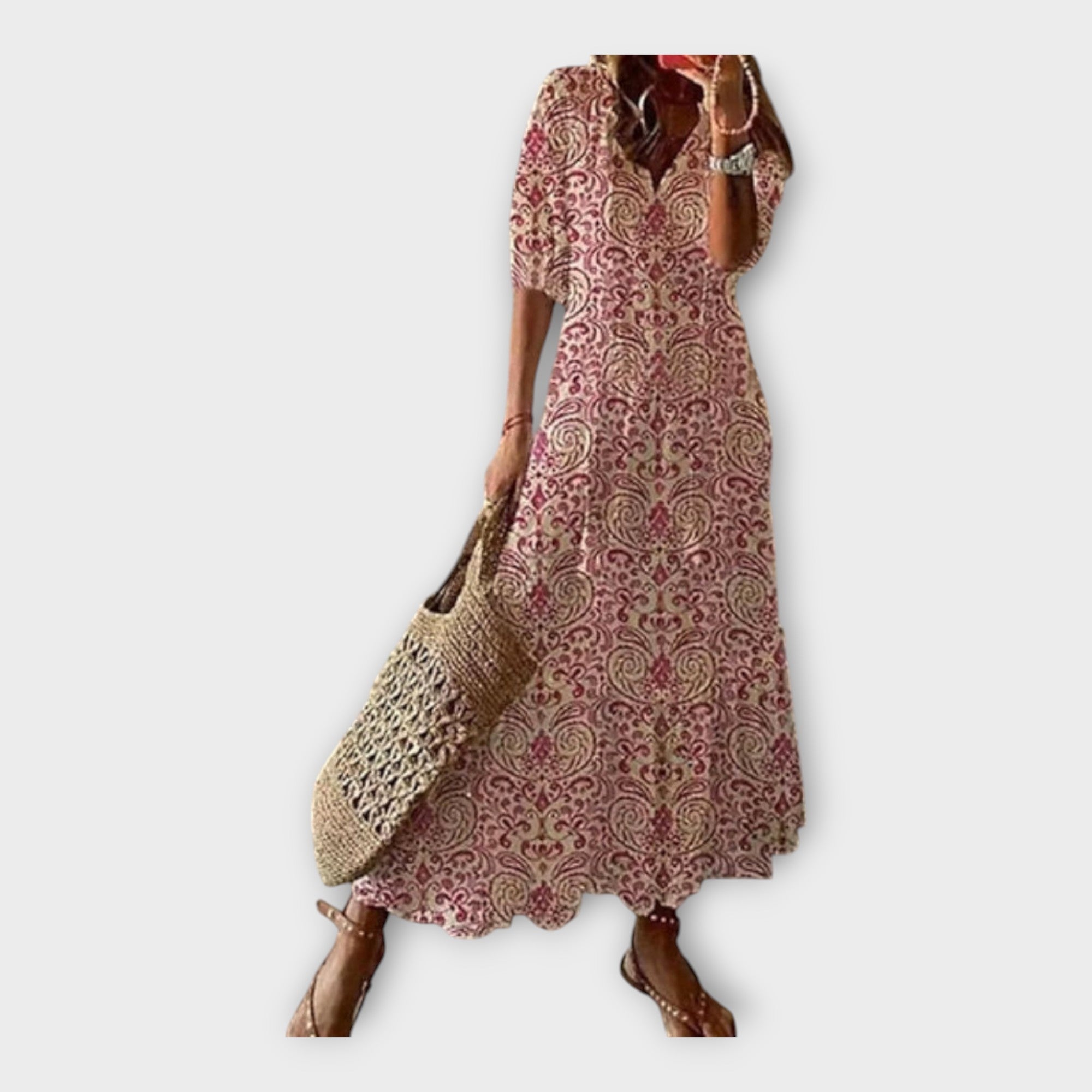 Rochie vintage cu broderie și decolteu în V