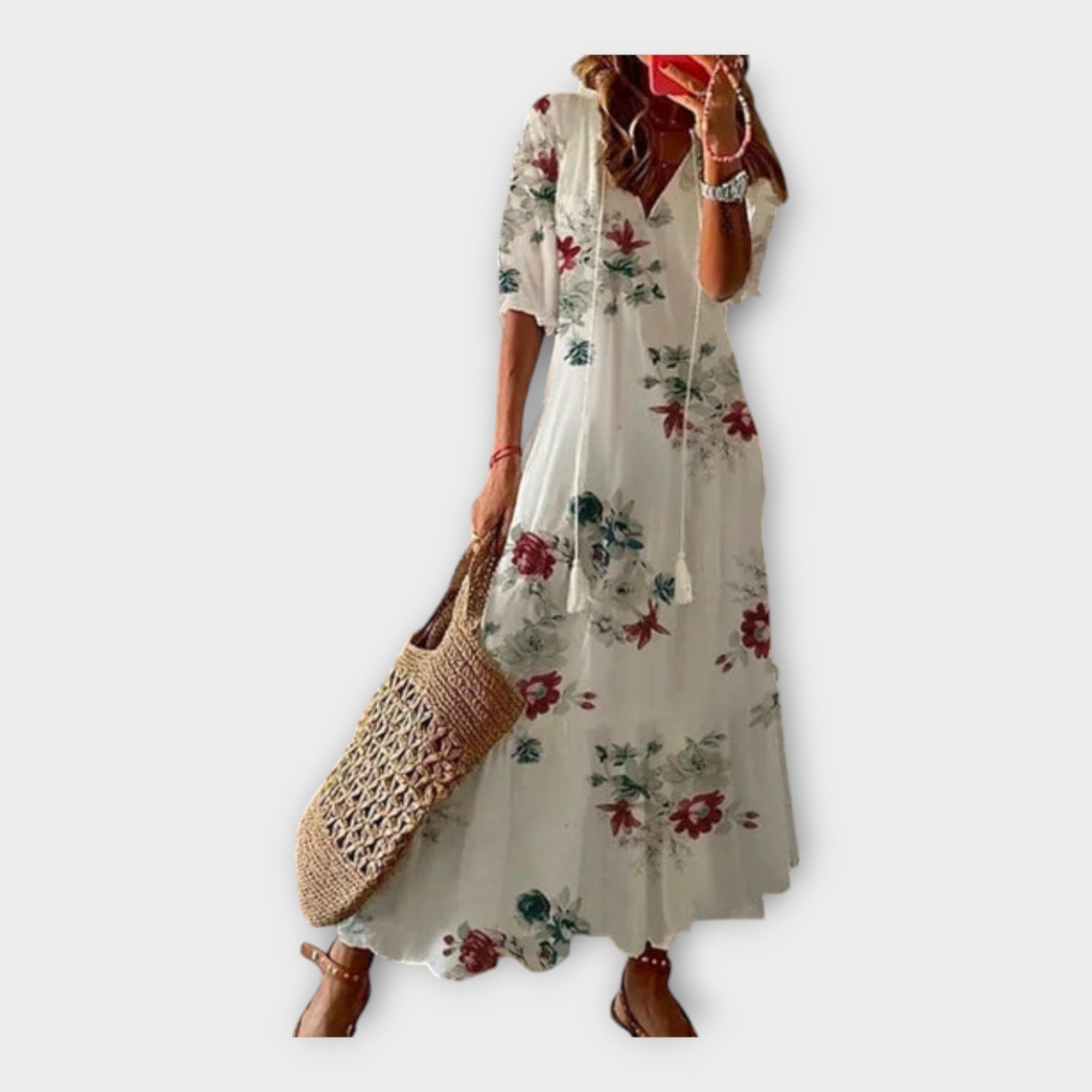 Rochie vintage cu broderie și decolteu în V