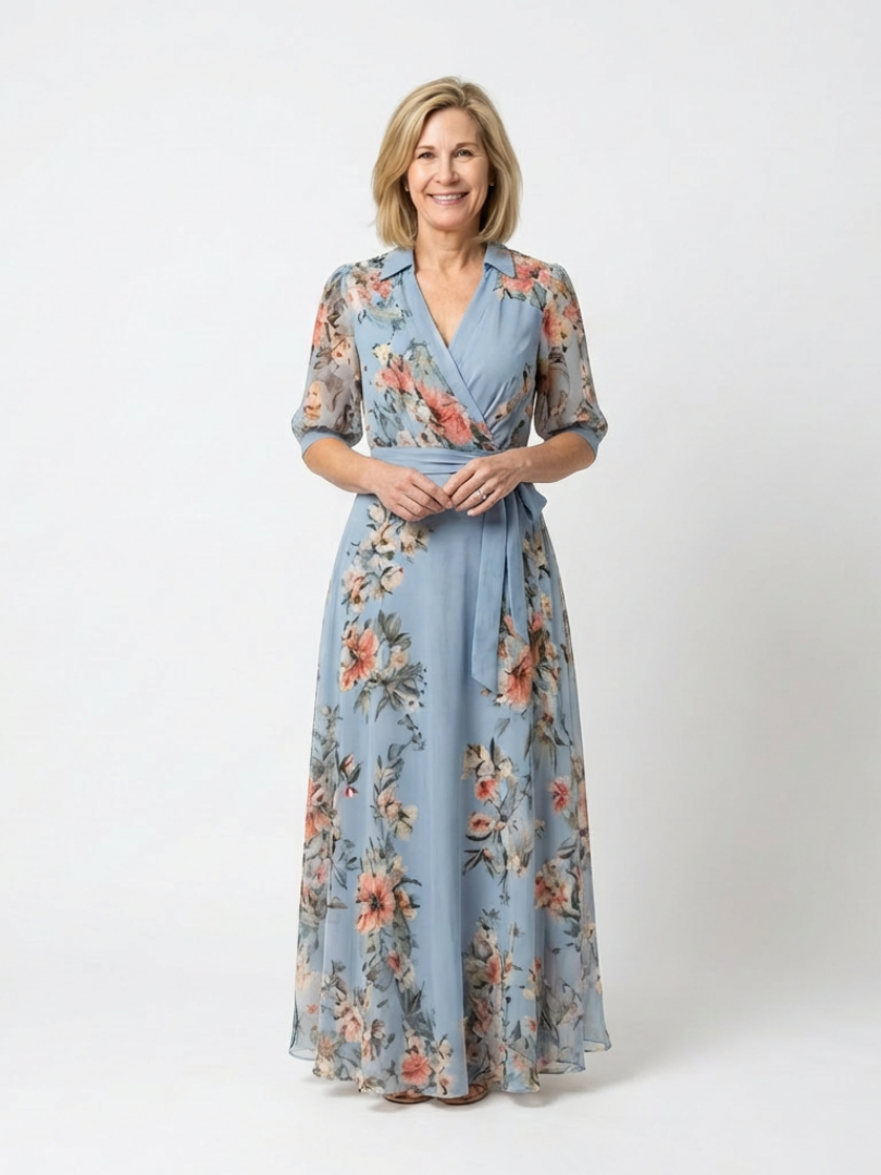 Elowen | Floral Maxi Dress with V-Neckline