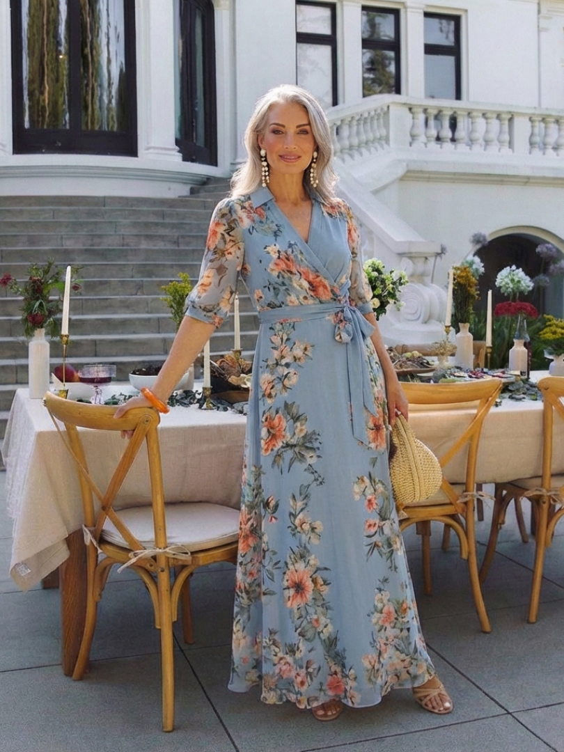 Elowen | Floral Maxi Dress with V-Neckline