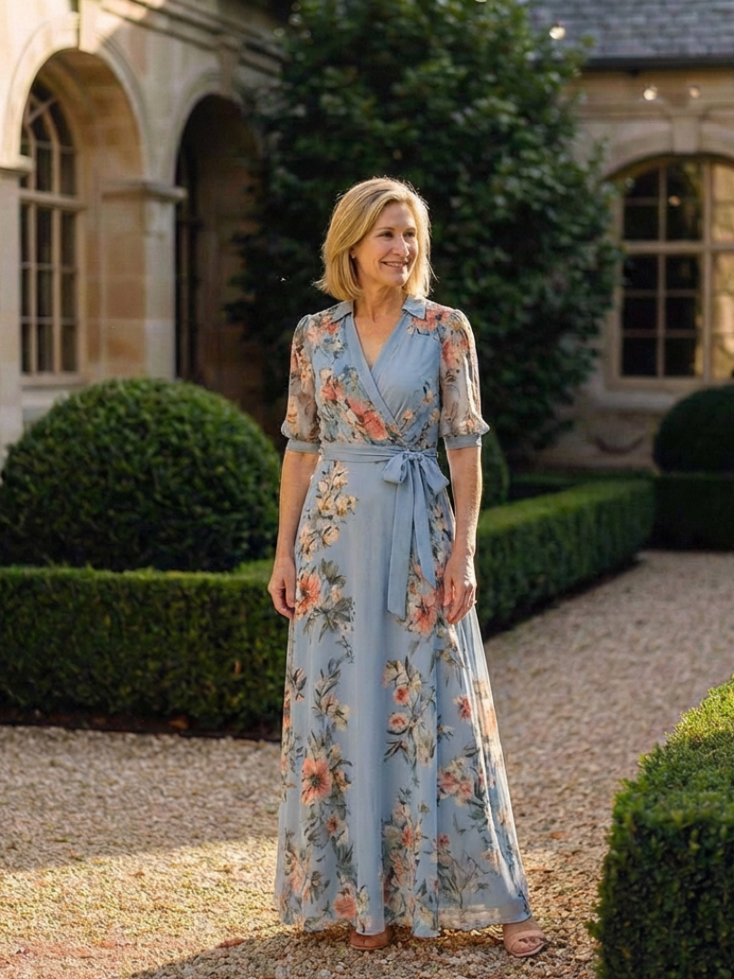 Elowen | Floral Maxi Dress with V-Neckline