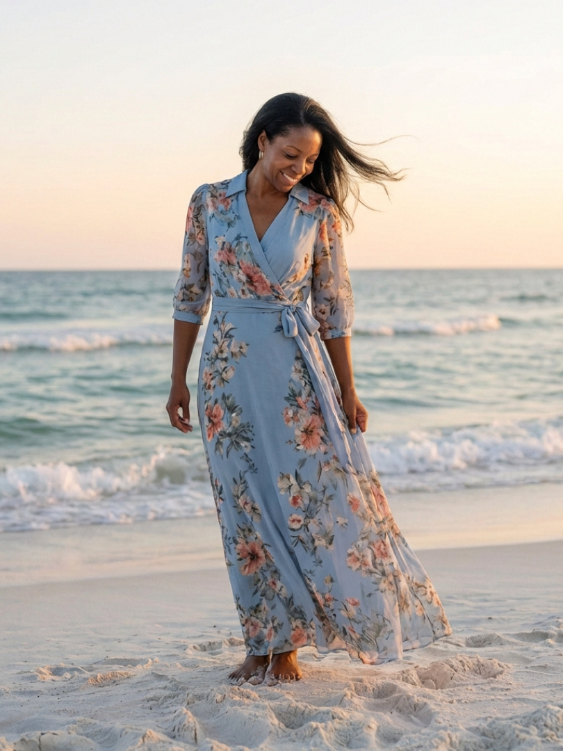 Elowen | Floral Maxi Dress with V-Neckline