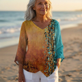Luna - V-Neck Asymmetric Blouse | Sunset Splash