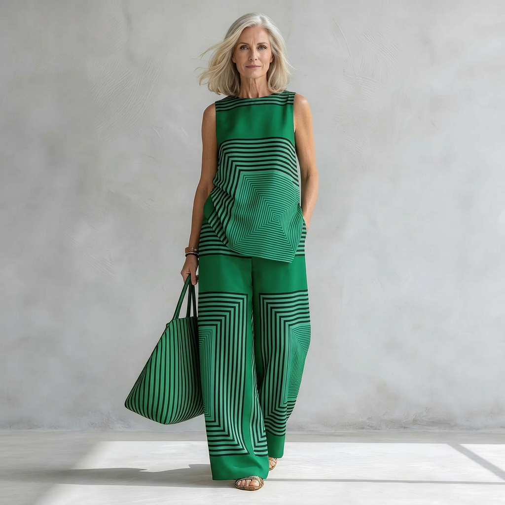 Claire | Geometric Stripe Two-Piece Set