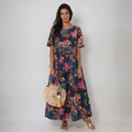 Marrisa | Tropical Floral Maxi Dress with Short Sleeves