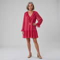 Julia | Ruffle Trim Mini Dress with Tassel Tie & Flared Sleeves