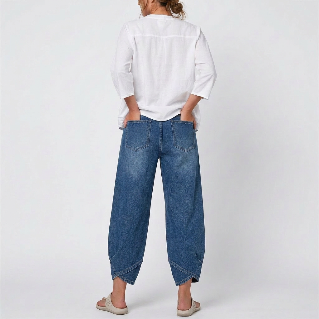 Clara | Heart Print Barrel-Leg Pants